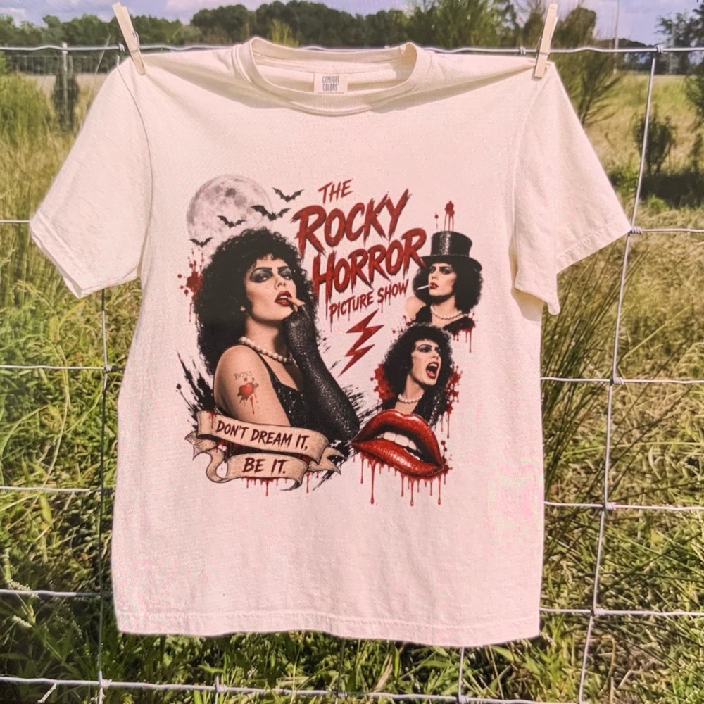 Rocky Horror Picture Show Graphic Tshirt Ivory Small-XL